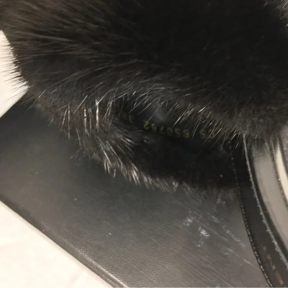 Saint Laurent Paris Roy Mink & Leather Mules Heels Size 38. Made in Italy - Picture 5 of 15